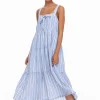 Kiss Me Again Dress - White/Blue Stripe