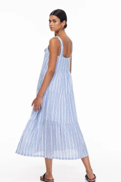 Kiss Me Again Dress - White/Blue Stripe