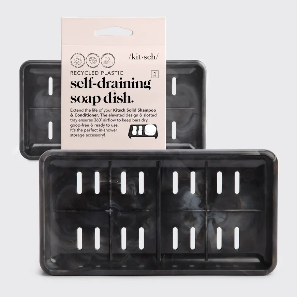 Kitsch Recycled Plastic Self Draining Soap Dish - Black