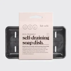 Kitsch Recycled Plastic Self Draining Soap Dish - Black
