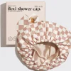 Kitsch Satin Lined Flexi Shower Cap - Terracotta Checker