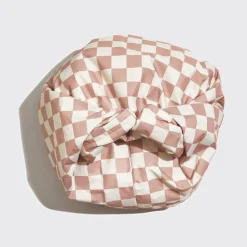 Kitsch Satin Lined Flexi Shower Cap - Terracotta Checker