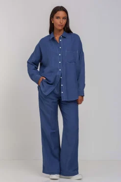 Leo Pant - Dark Sky with Contrast White Stitching