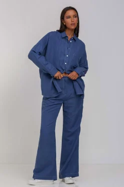Leo Pant - Dark Sky with Contrast White Stitching