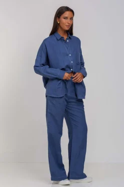 Leo Pant - Dark Sky with Contrast White Stitching