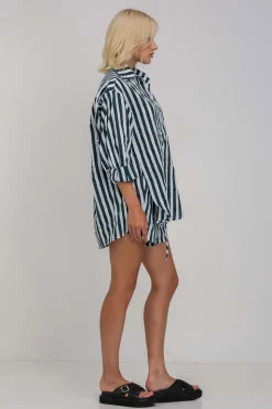 Luca Short - White/Black/Green Stripe