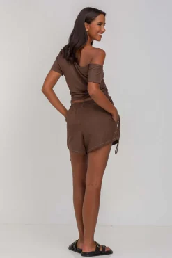 Luca Short - Chocolate with White Topstitching