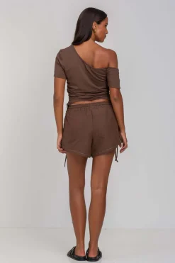 Luca Short - Chocolate with White Topstitching
