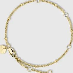 Rosefield Triple Crystal Dot Chain Bracelet - Gold