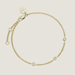 Rosefield Triple Crystal Dot Chain Bracelet - Gold