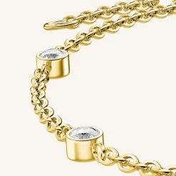 Rosefield Triple Crystal Dot Chain Bracelet - Gold