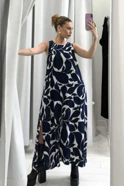 S25/50663 Finally Here Dress - Blue/White Floral Print