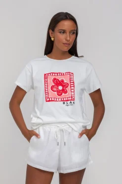 Say So Tee - White with Pink/Red Peppa Hart Flower