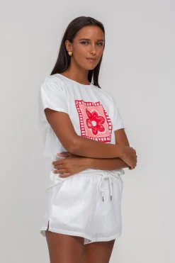 Say So Tee - White with Pink/Red Peppa Hart Flower