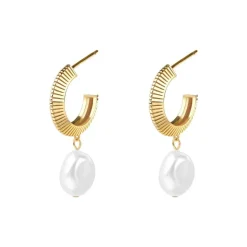 Silver Linings - Aada Pearl Hoops - Gold
