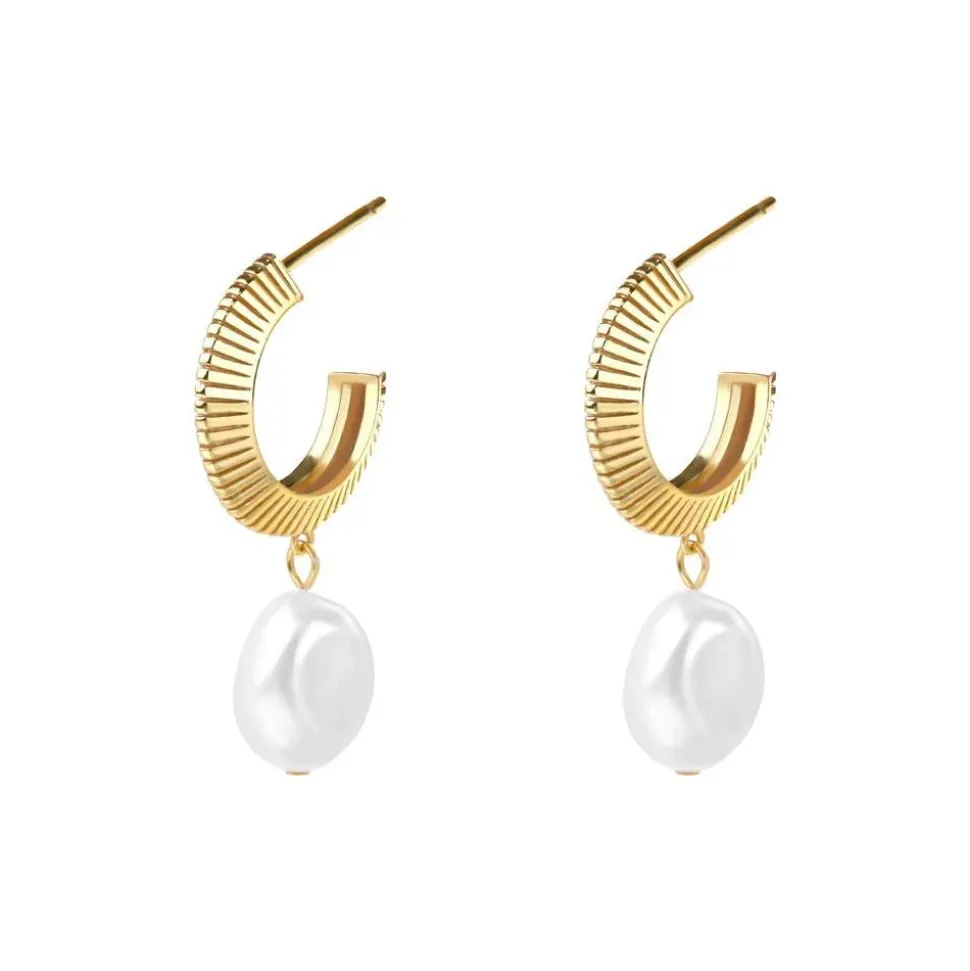 Silver Linings - Aada Pearl Hoops - Gold