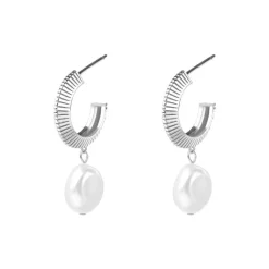 Silver Linings - Aada Pearl Hoops - Silver