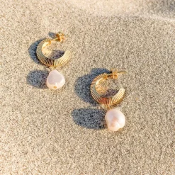 Silver Linings - Aada Pearl Hoops - Gold