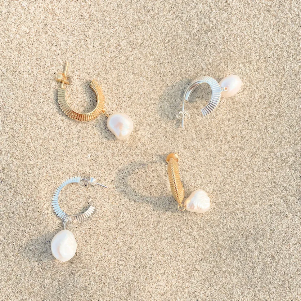 Silver Linings - Aada Pearl Hoops - Gold