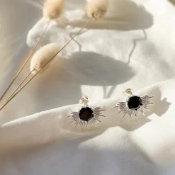Silver Linings - Solace Earrings - Silver/Garnet