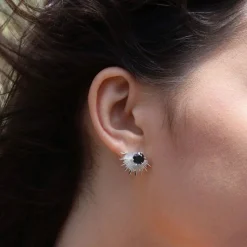 Silver Linings - Solace Earrings - Silver/Garnet