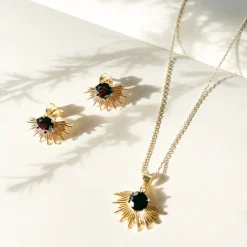 Silver Linings - Solace Earrings - Gold/Garnet