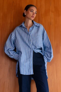 Two Makes One Shirt - Blue with White Stripe
