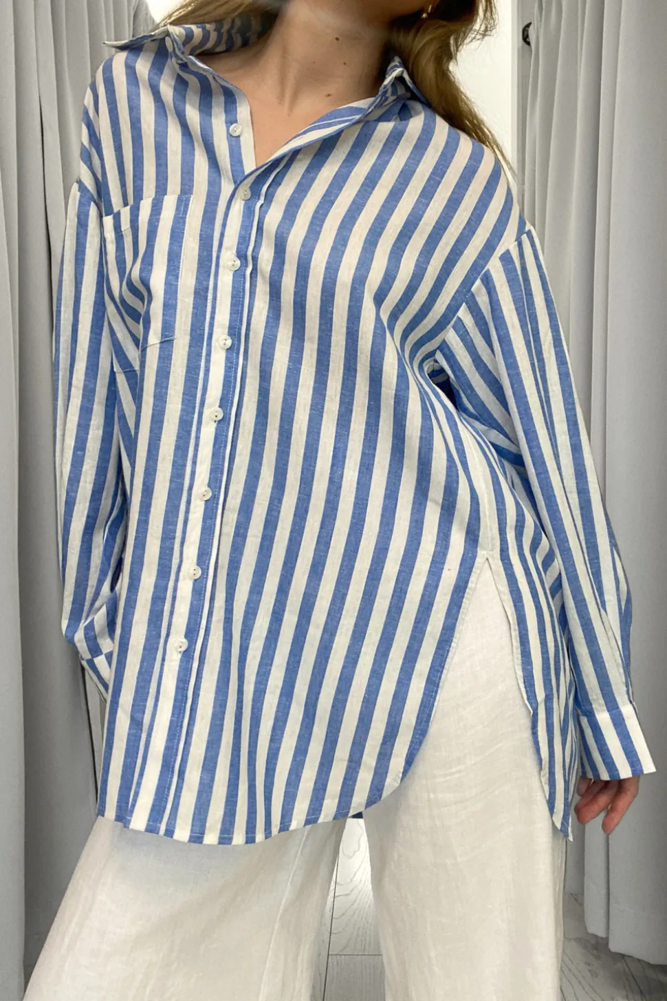 Two Makes One Shirt - Blue/Ivory Stripe