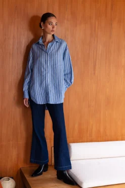 Two Makes One Shirt - Blue with White Stripe