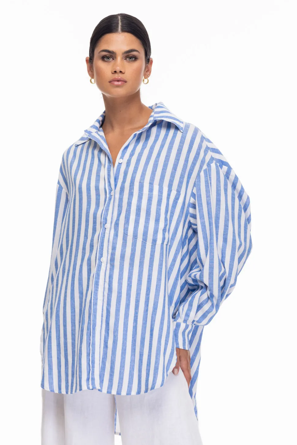 Two Makes One Shirt - Blue/Ivory Stripe