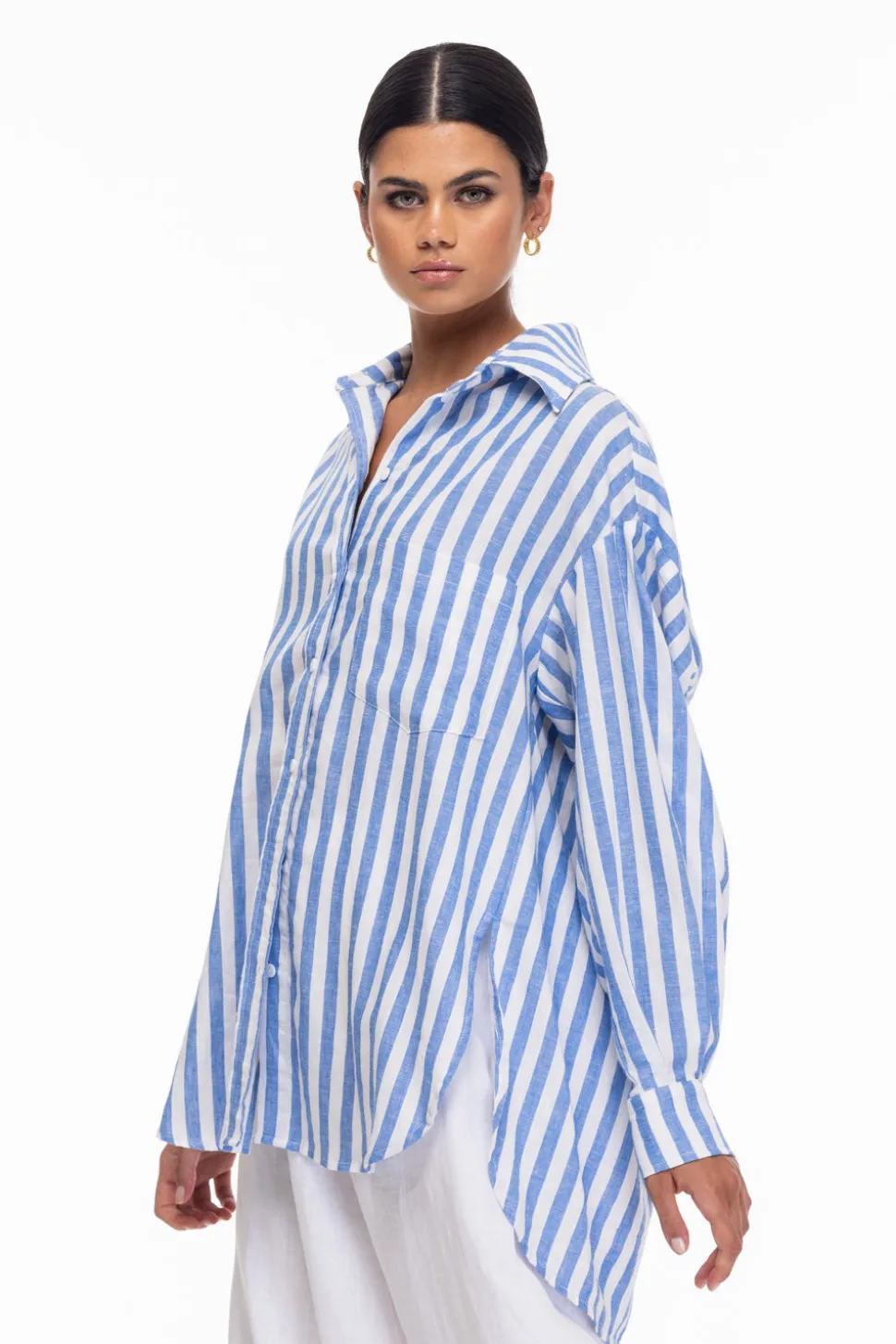 Two Makes One Shirt - Blue/Ivory Stripe