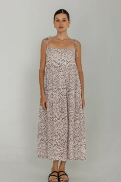 When Time Stood Still Dress - Choc with White/Alyssa Nude/Black Mini Peppa Hart Floral